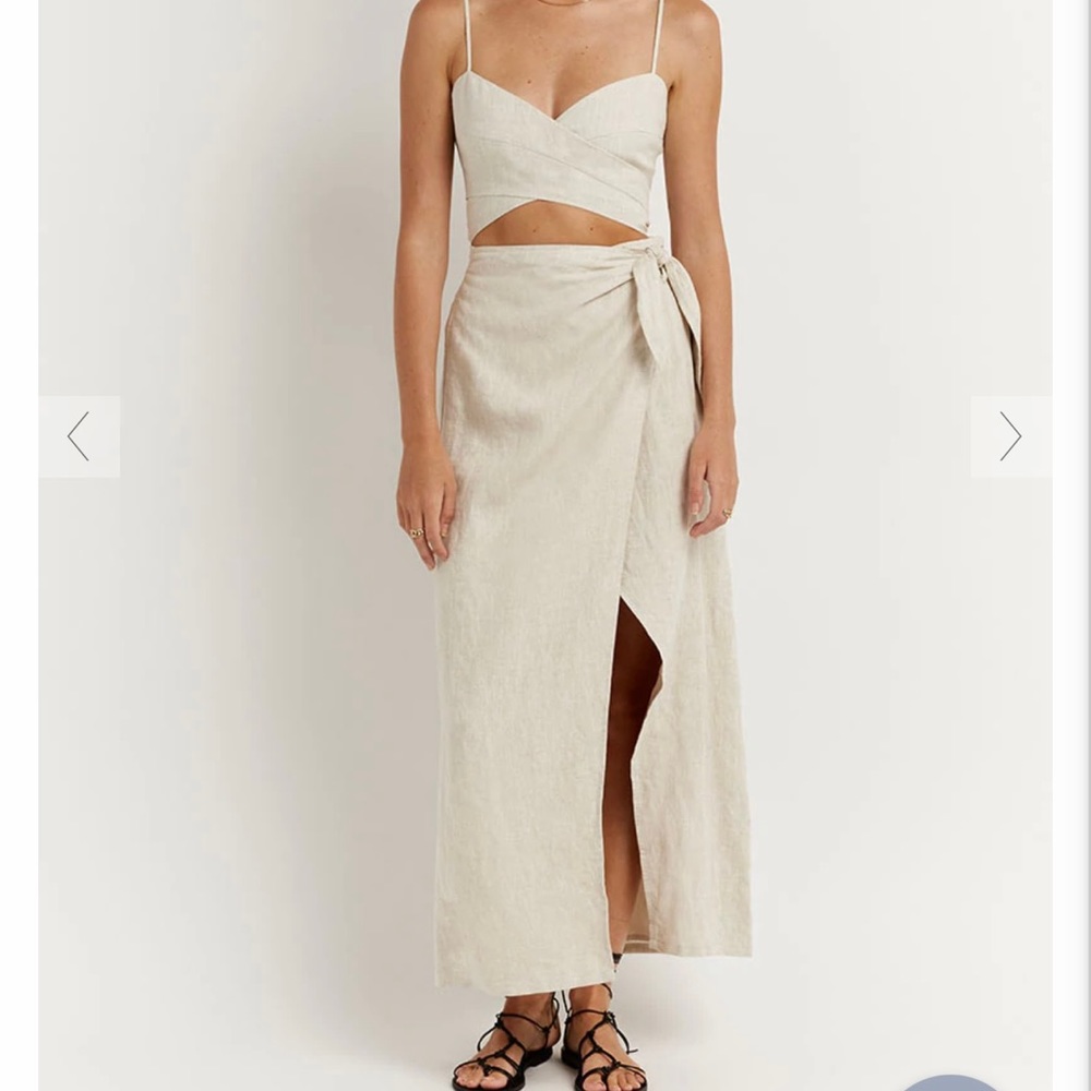 Hallie natural linen wrap skirt